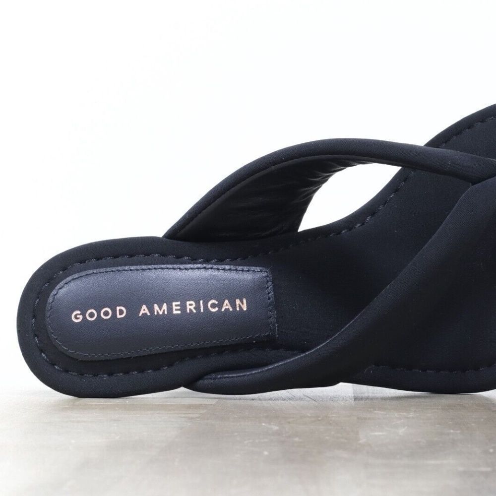 NEW GOOD AMERICAN Wedge Sandal In Black Neoprene GA007N-E - Picture 4 of 8
